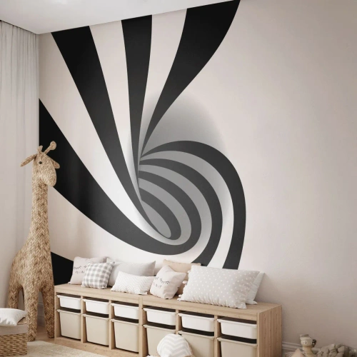 Papel de Parede Premium Sand - No entanto, gira - Abstração, Gráficos, Preto e branco - 300x210 cm