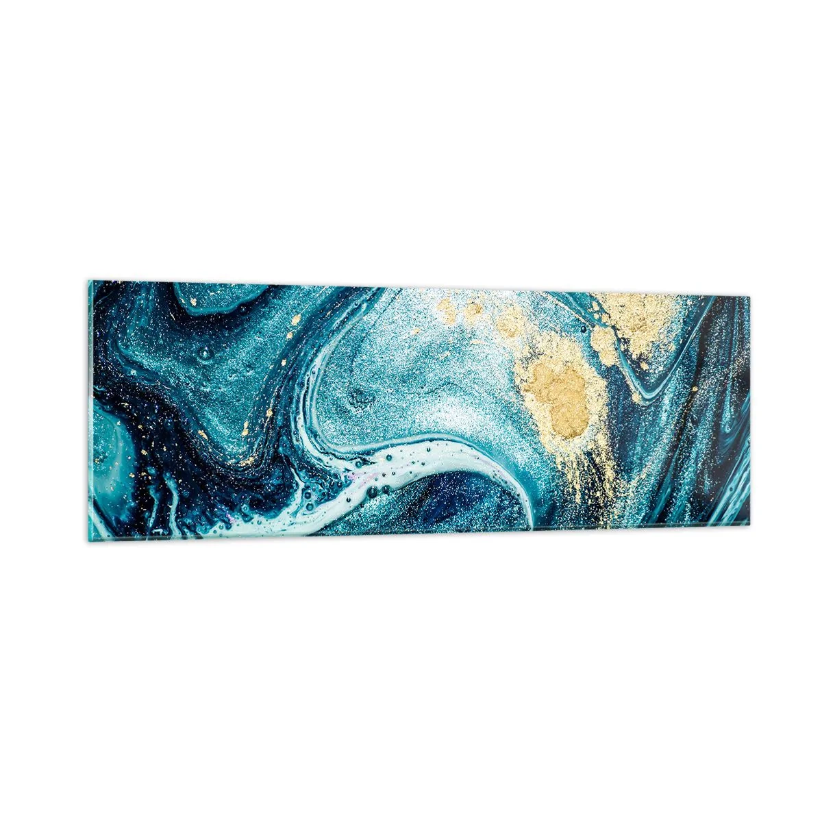 Quadro em vidro - Redemoinho azul - 90x30 cm