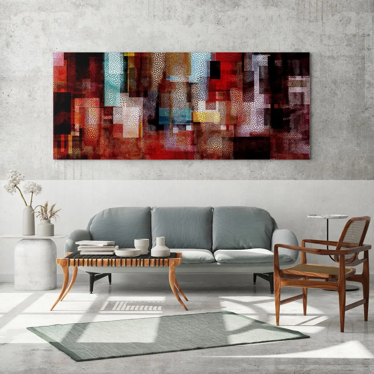 Quadro em vidro - Uma grande confusão - 90x30 cm