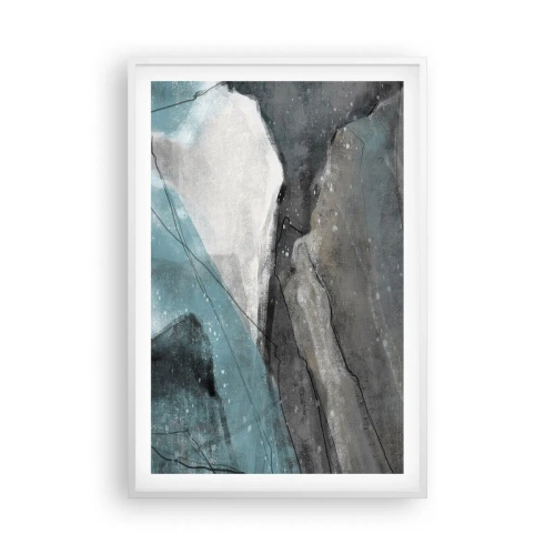 Pôster em moldura branca - Resumo: rochas e gelo - 61x91 cm