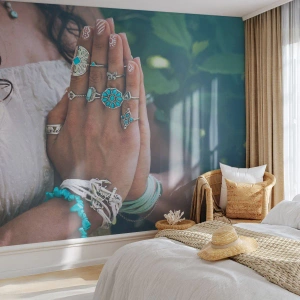 Papel de Parede Premium Canvas - Bem-vindo ao centro do ser - Mulher, Joia, Boho - 150x105 cm