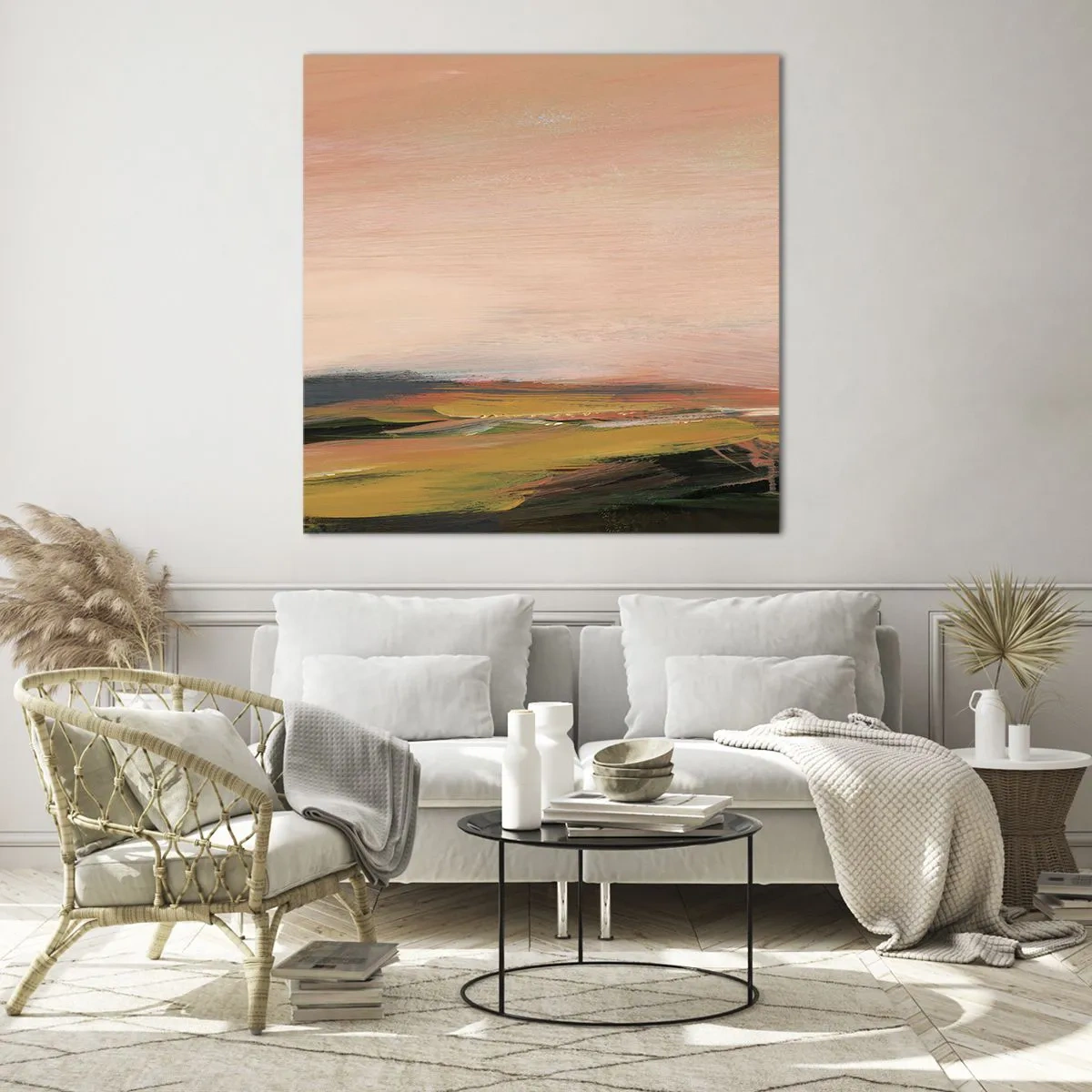 Quadro em vidro - Em tons rosa - 70x70 cm