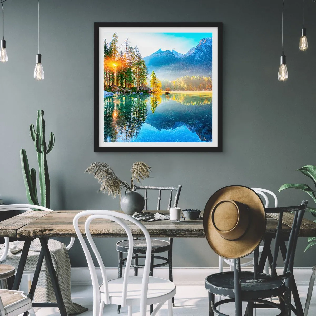 Pôster com moldura preta - Majestade e doçura - 40x40 cm