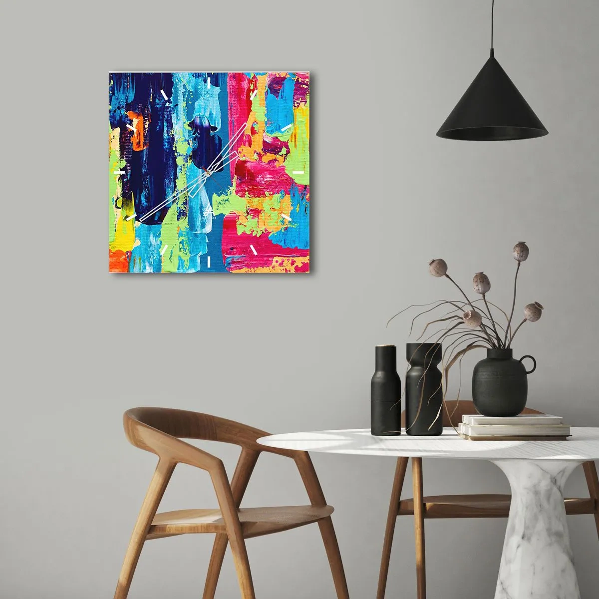 Relógio de parede - Relógio em vidro - A vida é bela! - 40x40 cm