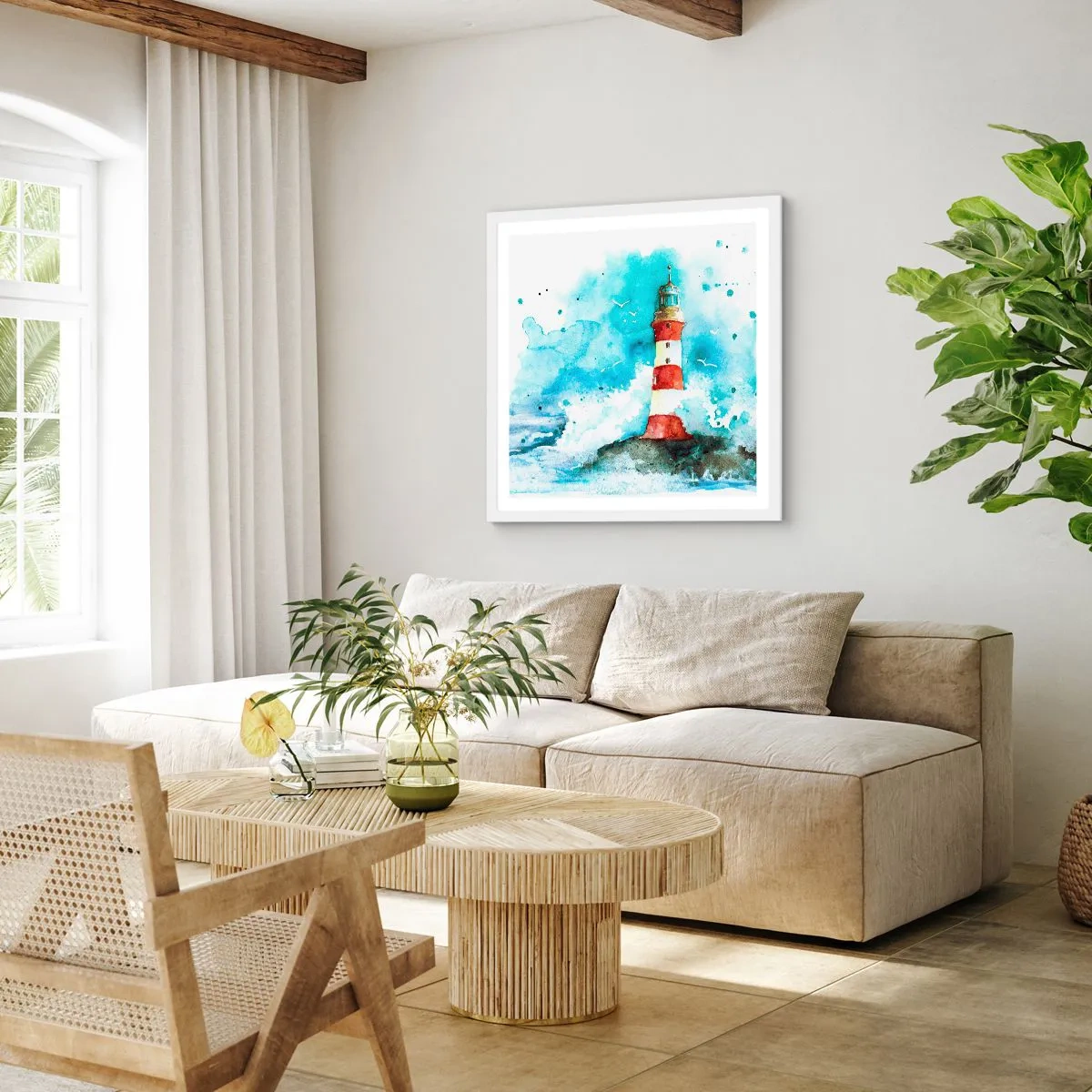 Pôster em moldura branca - Unidade dos elementos da natureza - 60x60 cm