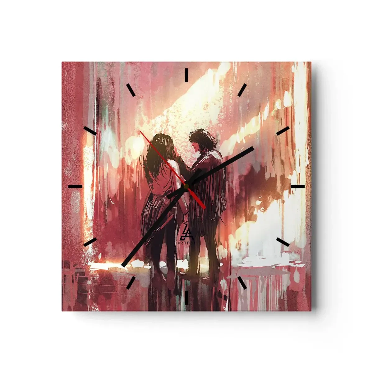 Relógio de parede - Relógio em vidro - O eterno espetáculo do amor - 40x40 cm