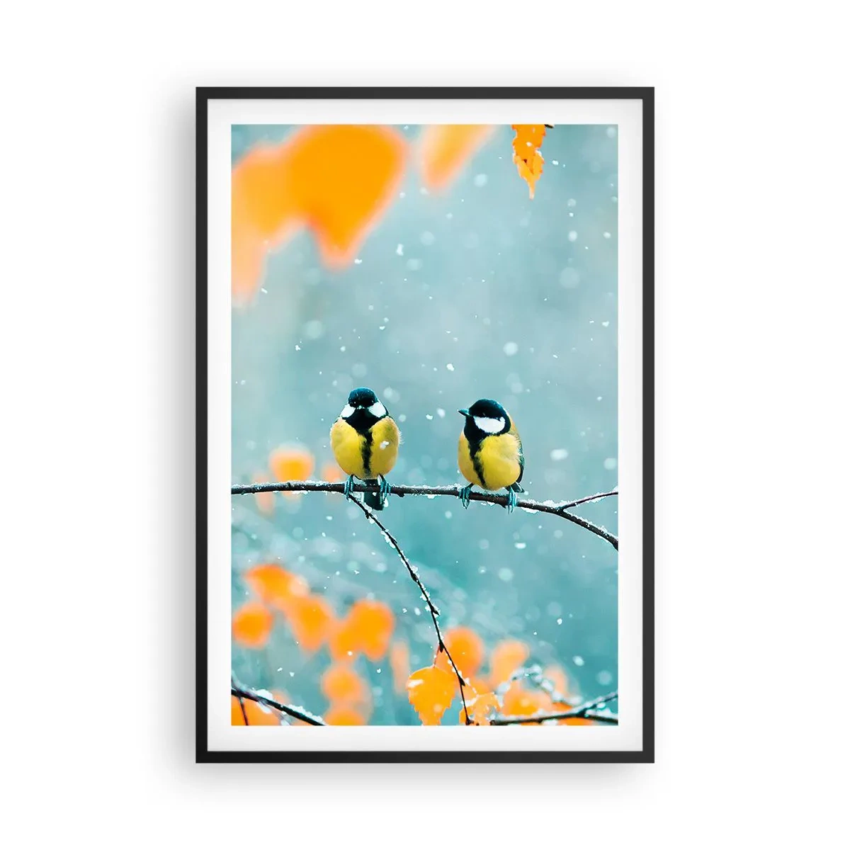 Pôster com moldura preta - Fofoca de pássaros - 61x91 cm