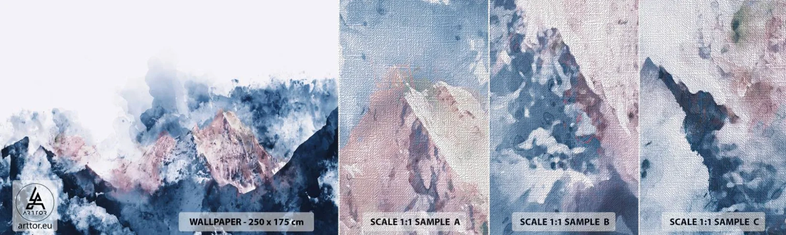 Amostra de papel de parede Premium Canvas - Estes são os verdadeiros picos! - Abstração, Pedaço, Montanhas - 100x30 cm