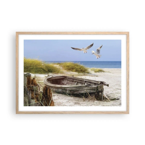 Pôster com moldura de carvalho claro - Banhado pelo vento - 70x50 cm