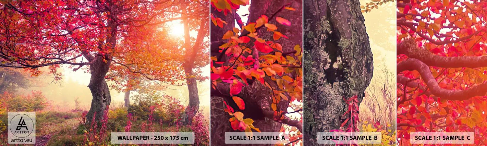 Amostra de papel de parede autocolante Deluxe Sticker - Um frenesi de florescimento - Paisagem, Parque, Flores - 100x30 cm