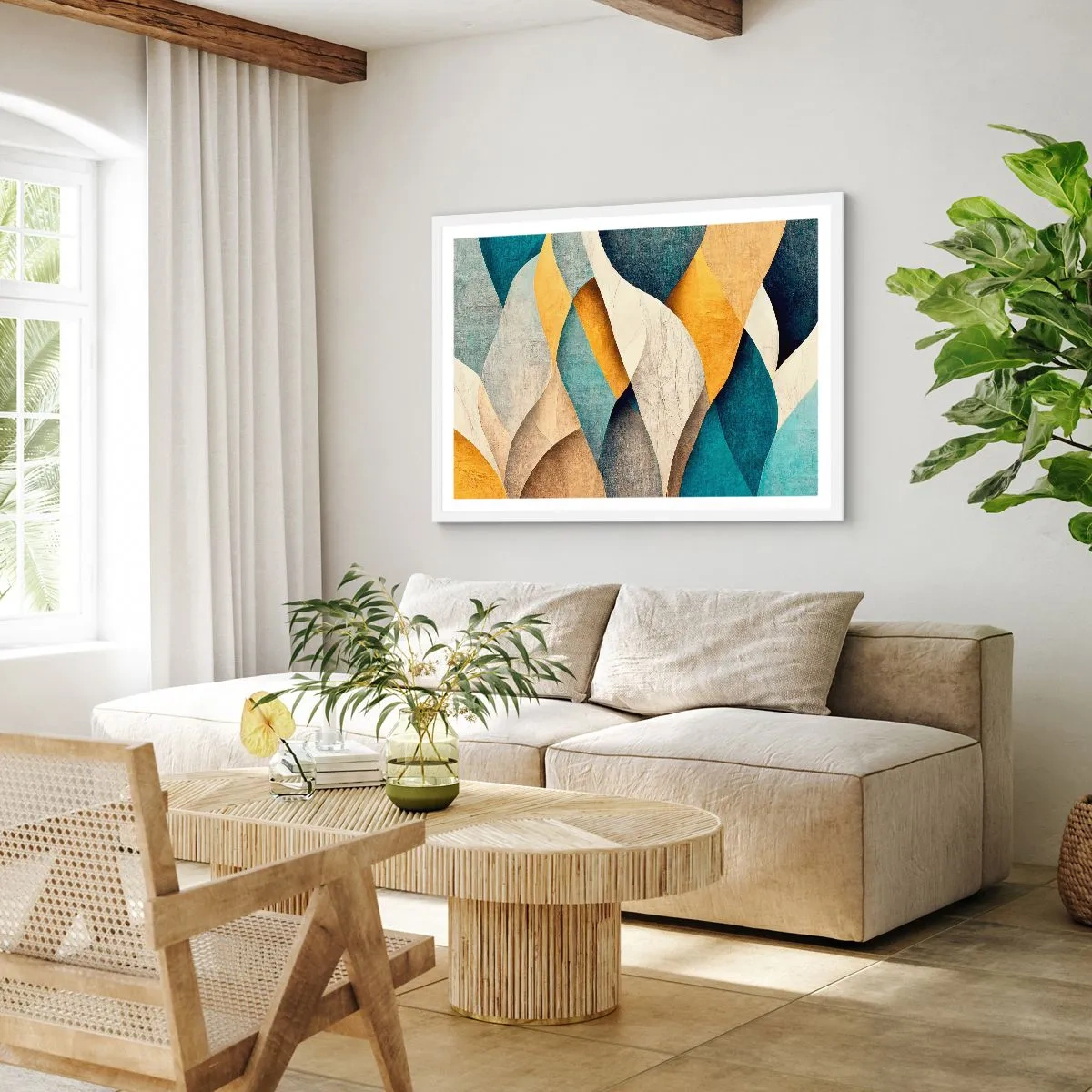 Pôster em moldura branca - Ritmo e onda - 40x30 cm