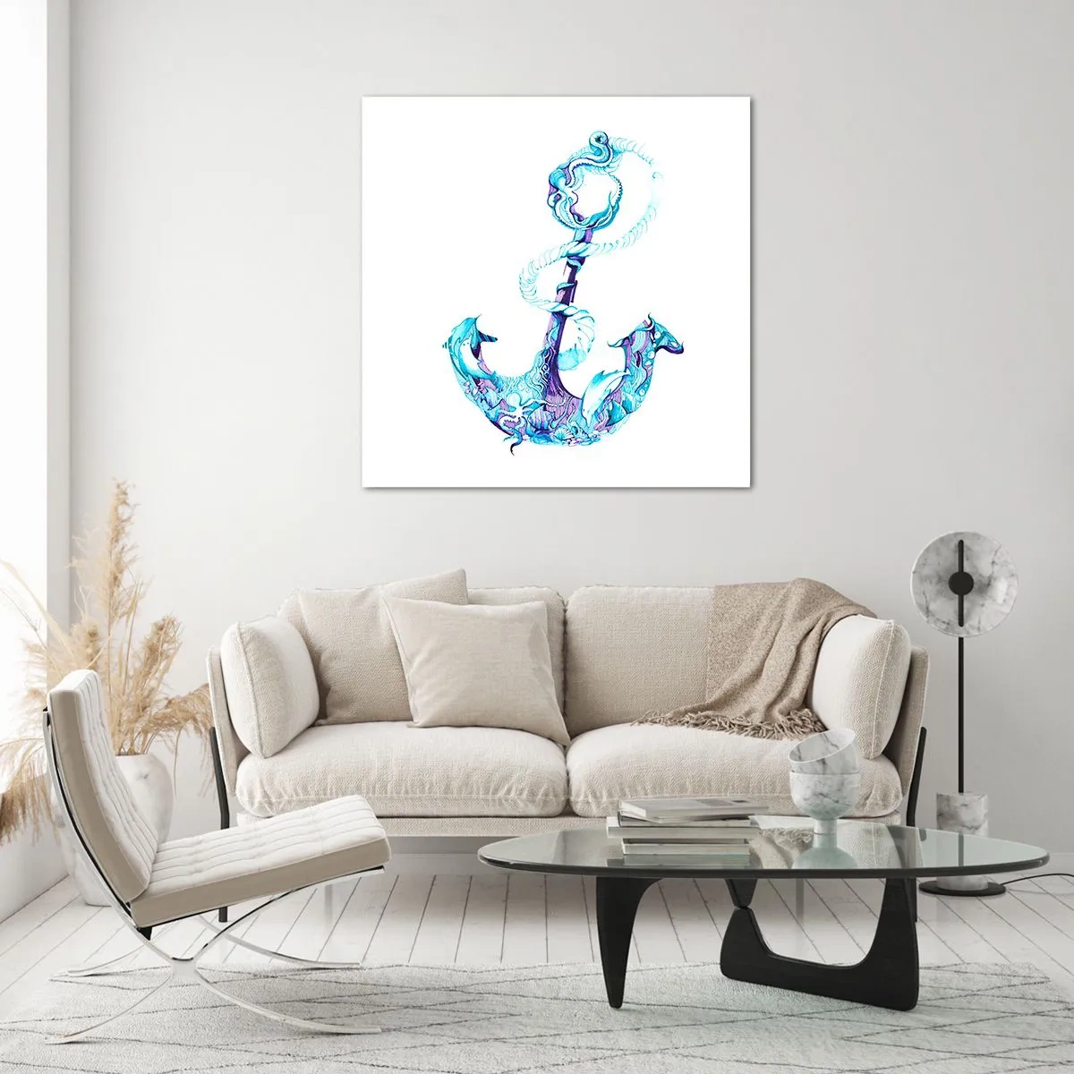 Quadro em vidro - Guardião dos segredos do mar - 70x70 cm