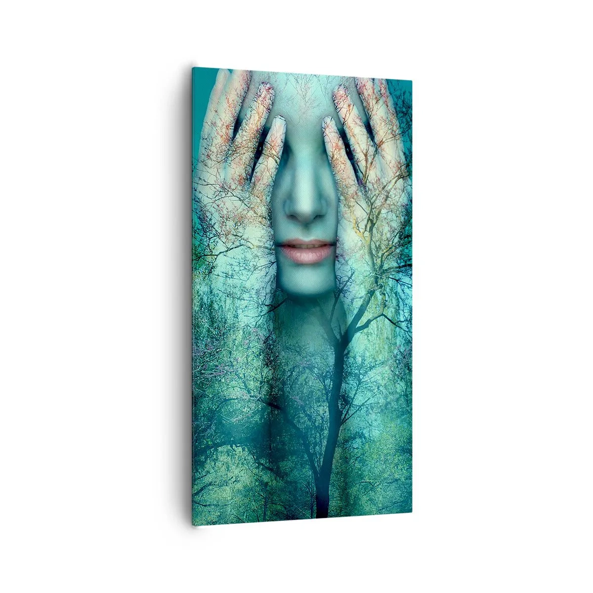 Quadro em tela - Imersa em azul - 65x120 cm