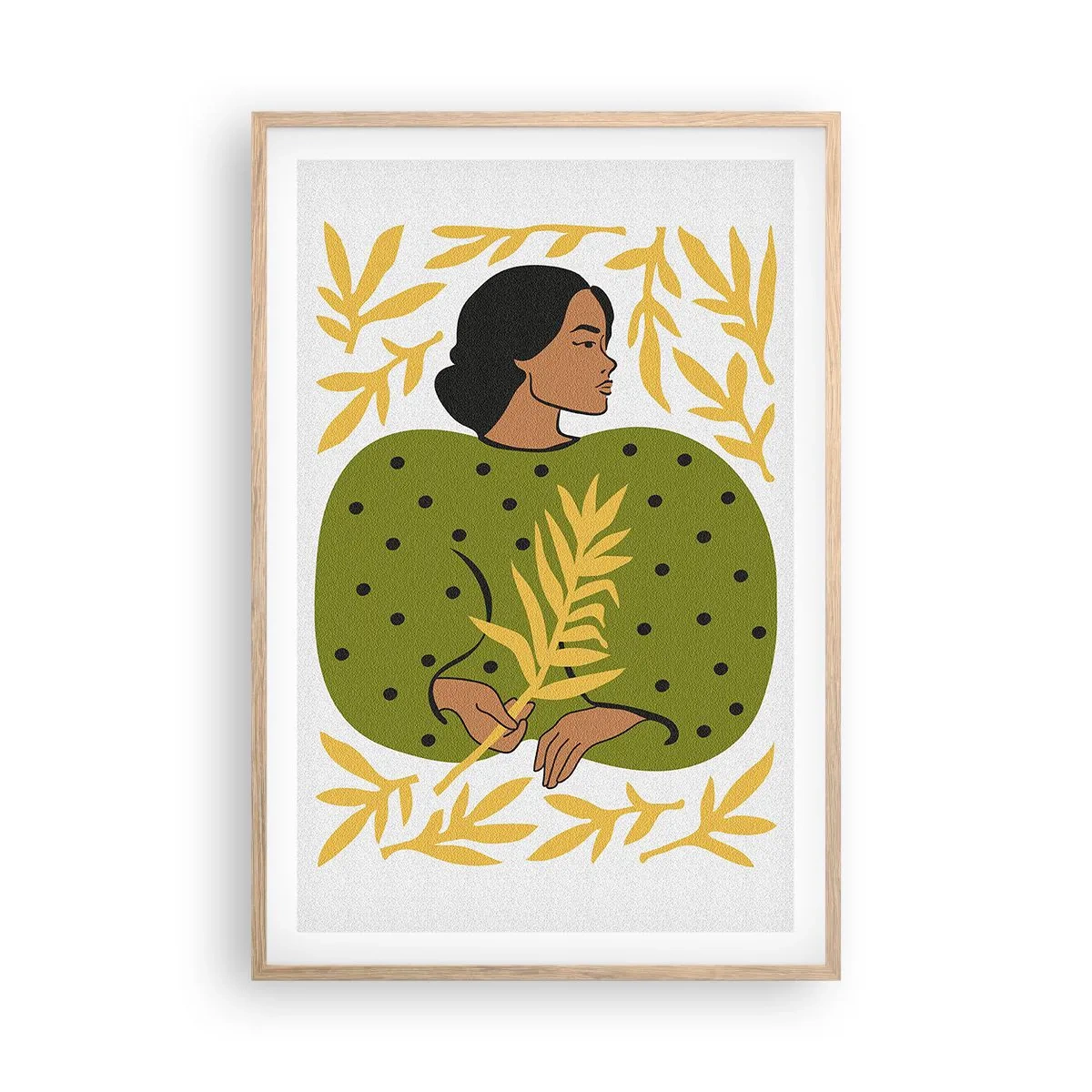 Pôster com moldura de carvalho claro - Rapariga havaiana - 61x91 cm