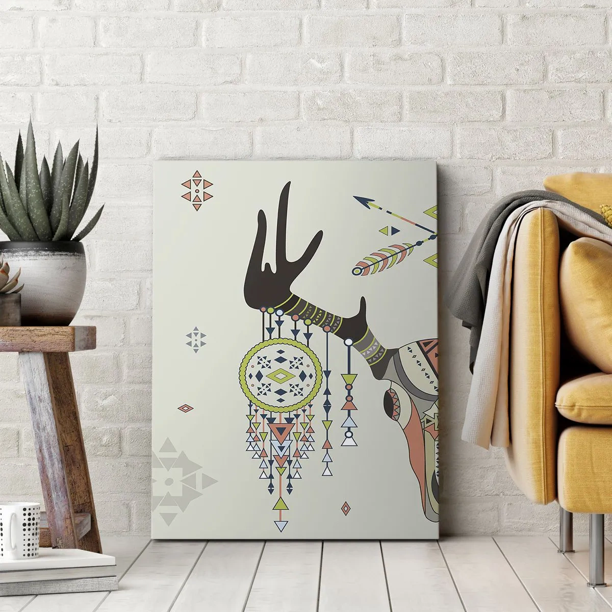 Quadro em tela - Troféu de caçador indiano - 50x70 cm