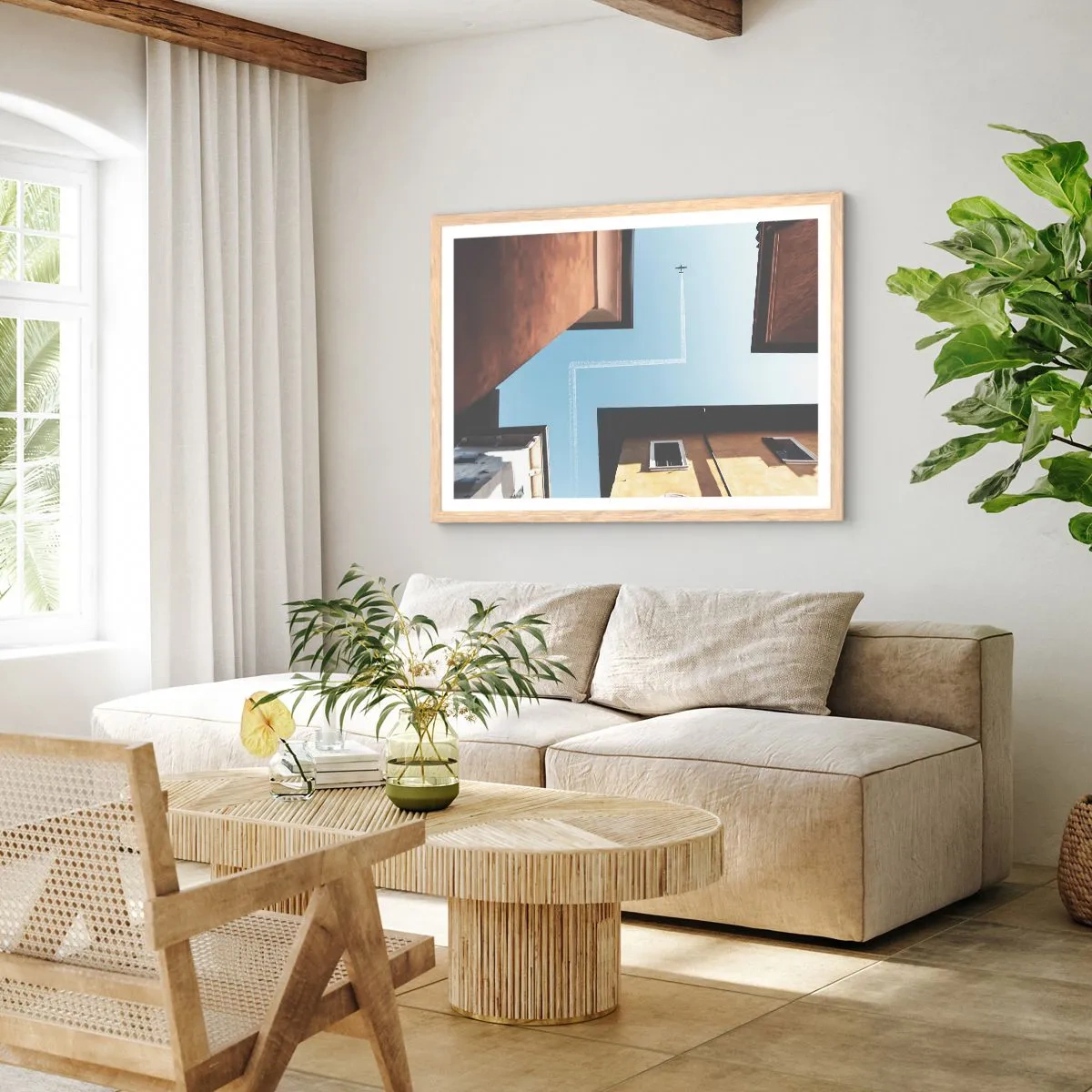 Pôster com moldura de carvalho claro - Acima do labirinto da cidade - 40x30 cm