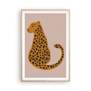 Pôster com moldura de carvalho claro - A estampa de leopardo está na moda - 61x91 cm