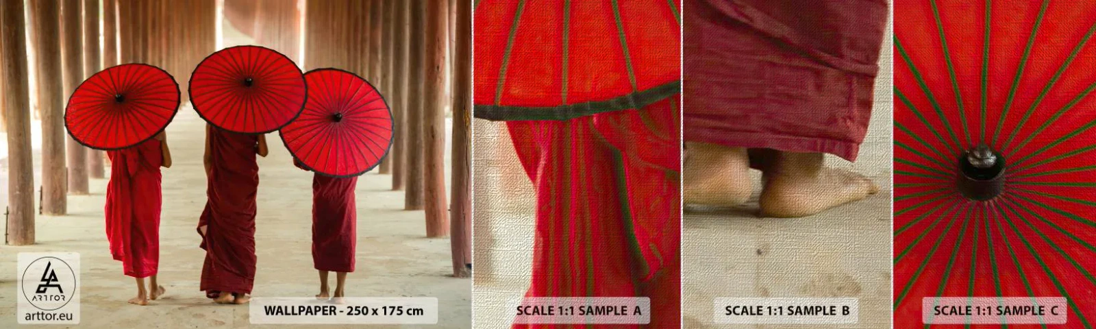 Amostra de papel de parede Premium Canvas - A caminho da Terra Pura - Ásia, Birmânia, Mulheres - 100x30 cm