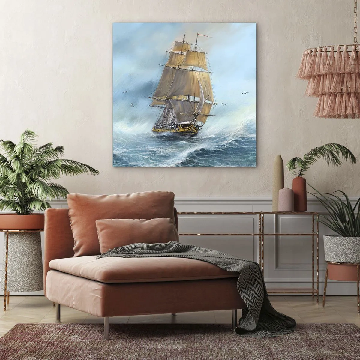 Quadro em tela - Correndo sobre as ondas - 60x60 cm