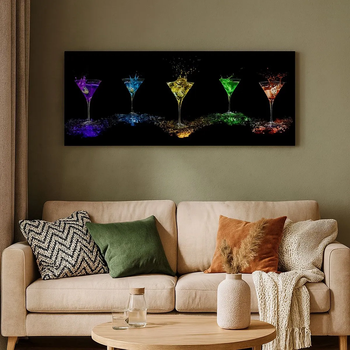 Quadro em tela - Cores da alegria no vidro de cristal - 100x40 cm