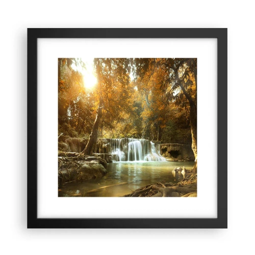 Pôster com moldura preta - A cascata do parque - 30x30 cm
