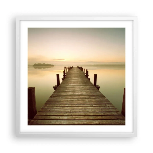 Pôster em moldura branca - Antes do amanhecer, nascer do sol, luz - 50x50 cm