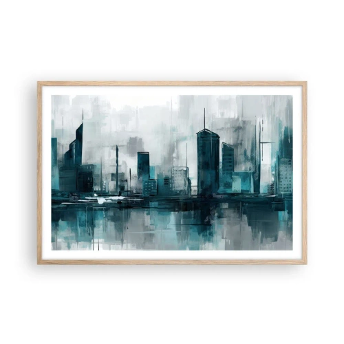 Pôster com moldura de carvalho claro - Uma cidade da cor da chuva - 91x61 cm