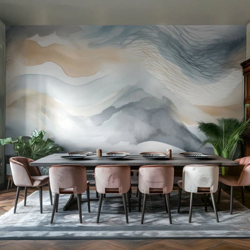 Papel de Parede Autocolante Deluxe Sticker - Abstração nevada e nebulosa - Pedaço, Aquarela, Minimalismo - 400x280 cm