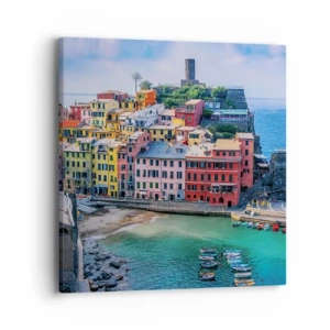 Quadro em tela - Cidade mágica mediterrânea - 40x40 cm