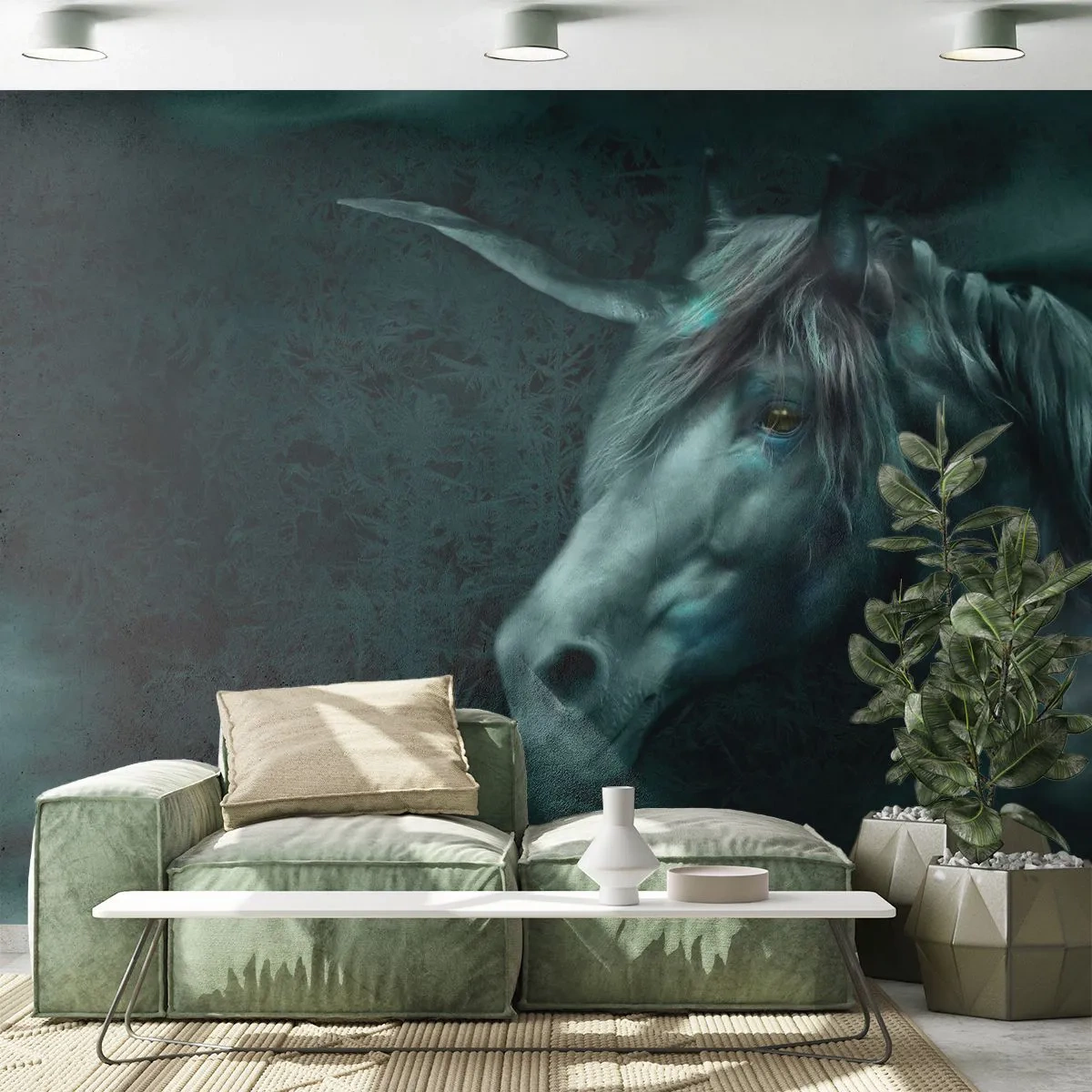 Papel de Parede Autocolante Deluxe Sticker - Na floresta de conto de fadas - Unicórnio, Fantasia, Abstração - 250x175 cm