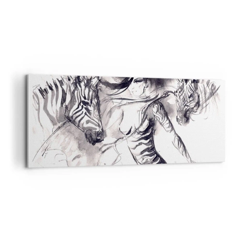 Quadro em tela - Dançando com as zebras - 100x40 cm