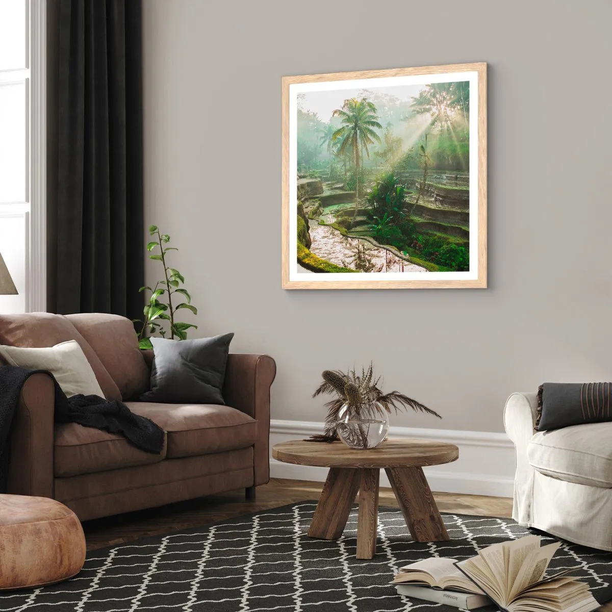 Pôster com moldura de carvalho claro - Crescer ao sol - 30x30 cm