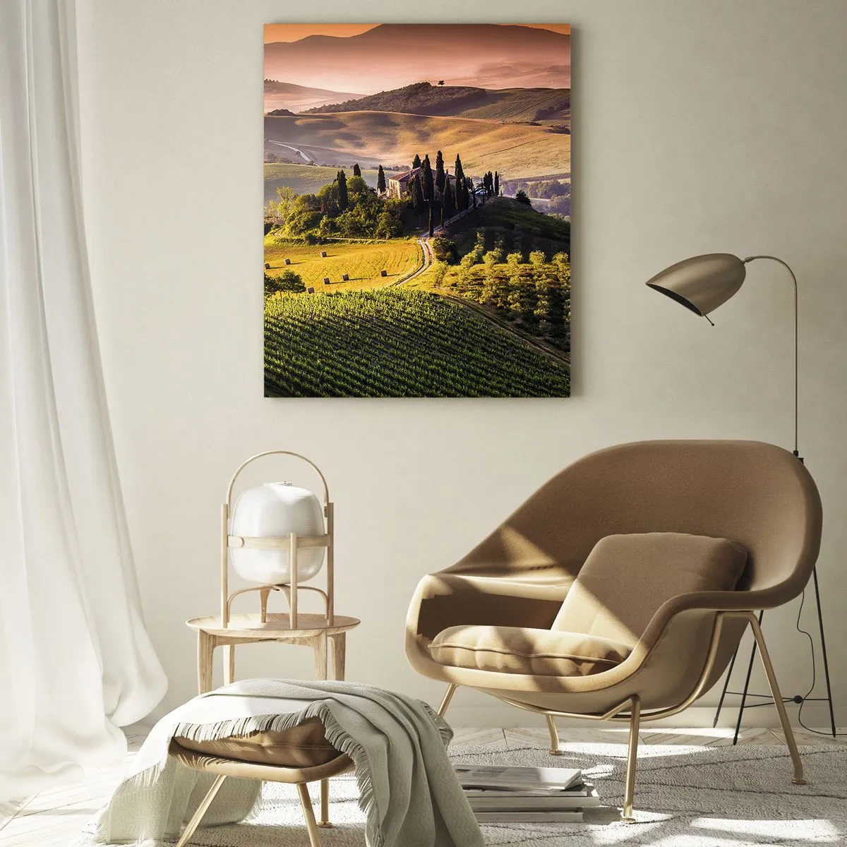 Quadro em vidro - Arcádia - Paisagem toscana - 80x120 cm