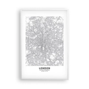 Pôster em moldura branca - Mapa do labirinto de Londres - 61x91 cm