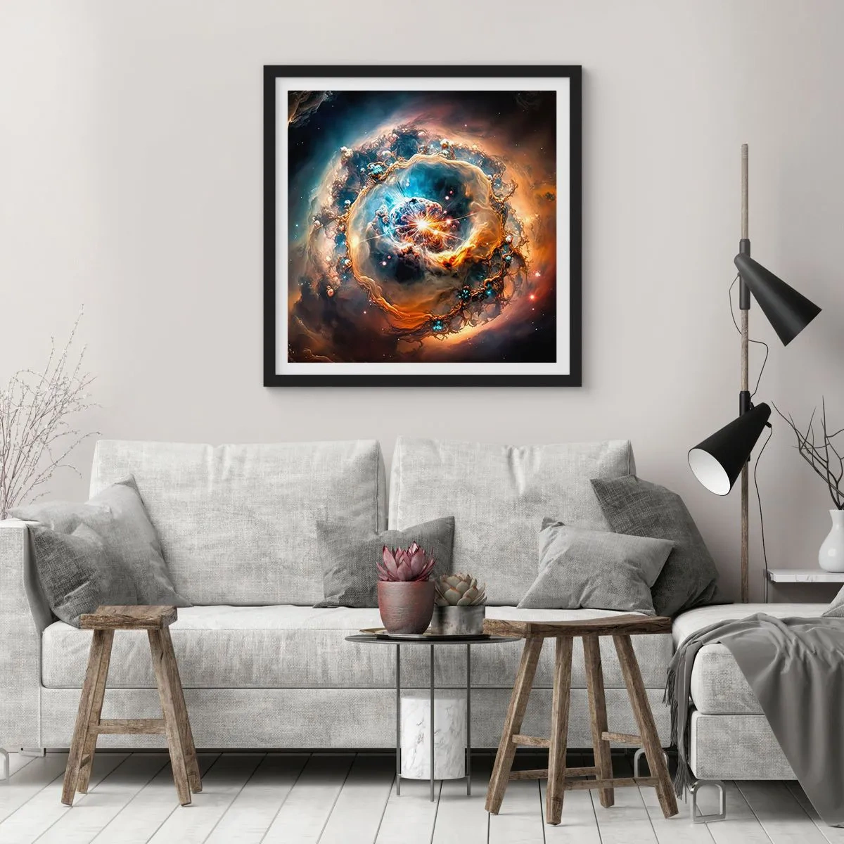 Pôster com moldura preta - Início - 30x30 cm