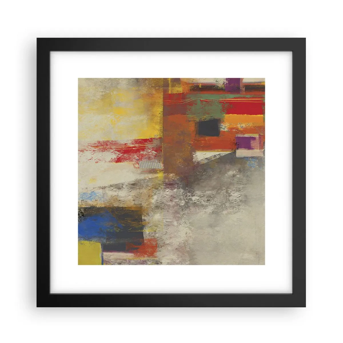 Pôster com moldura preta - Geometria das cores - 30x30 cm