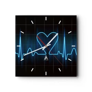 Relógio de parede - Relógio em vidro - No ritmo do coração - 30x30 cm