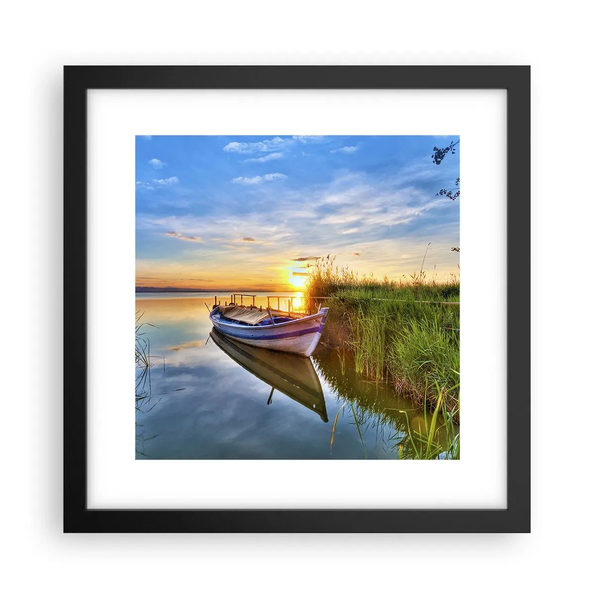Pôster com moldura preta - Enseada de sonhos realizados - 30x30 cm