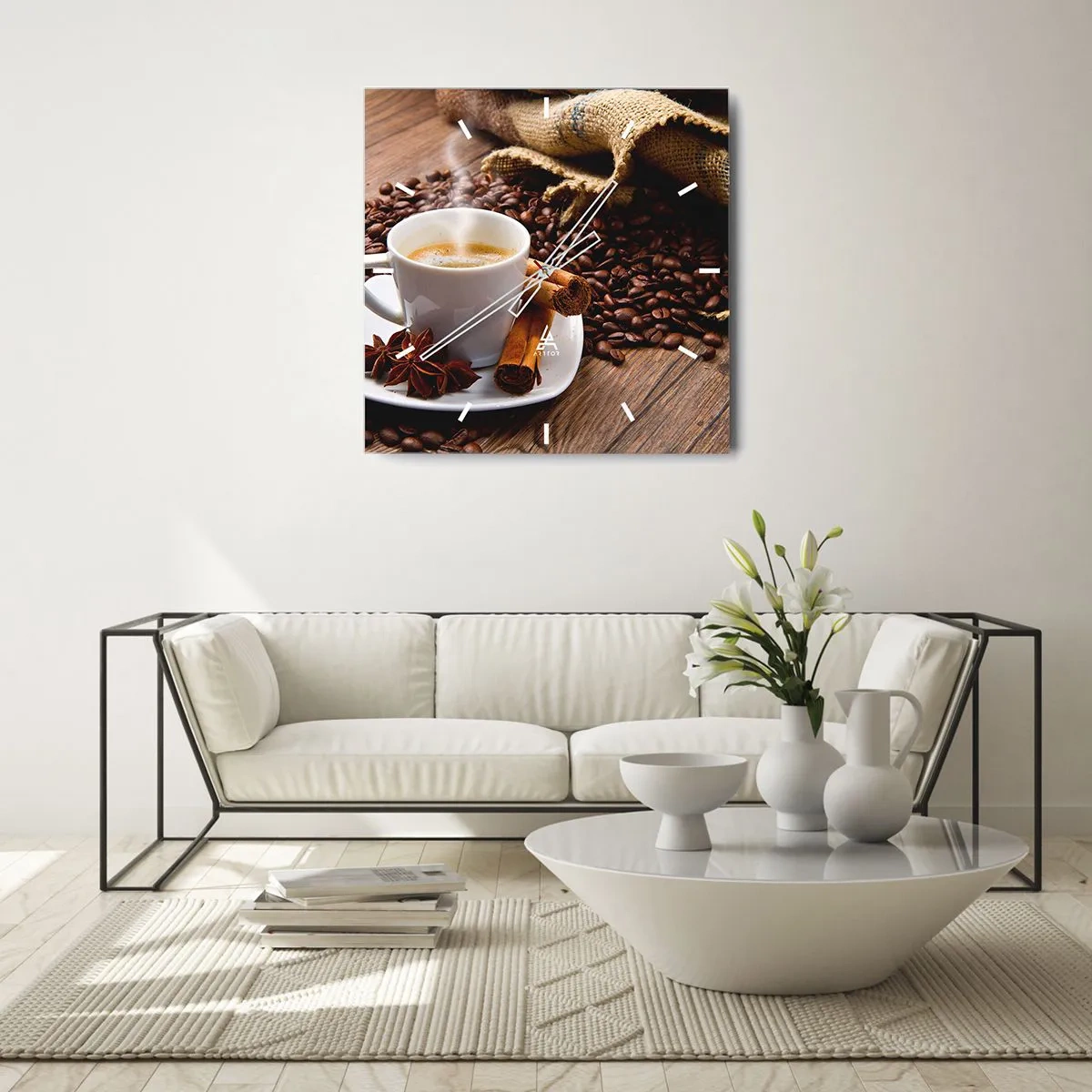 Relógio de parede - Relógio em vidro - Sabor e aroma picantes - 40x40 cm