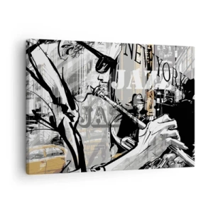 Quadro em tela - Cena de jazz de Nova York - 70x50cm - Ao ritmo de Nova Iorque - Decoração de parede moderna para a sala de estar e quarto ARTTOR