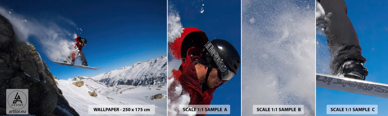 Amostra de papel de parede autocolante Deluxe Sticker - E tornou-se parte do espaço - Paisagem, Snowboard, Esporte - 100x30 cm