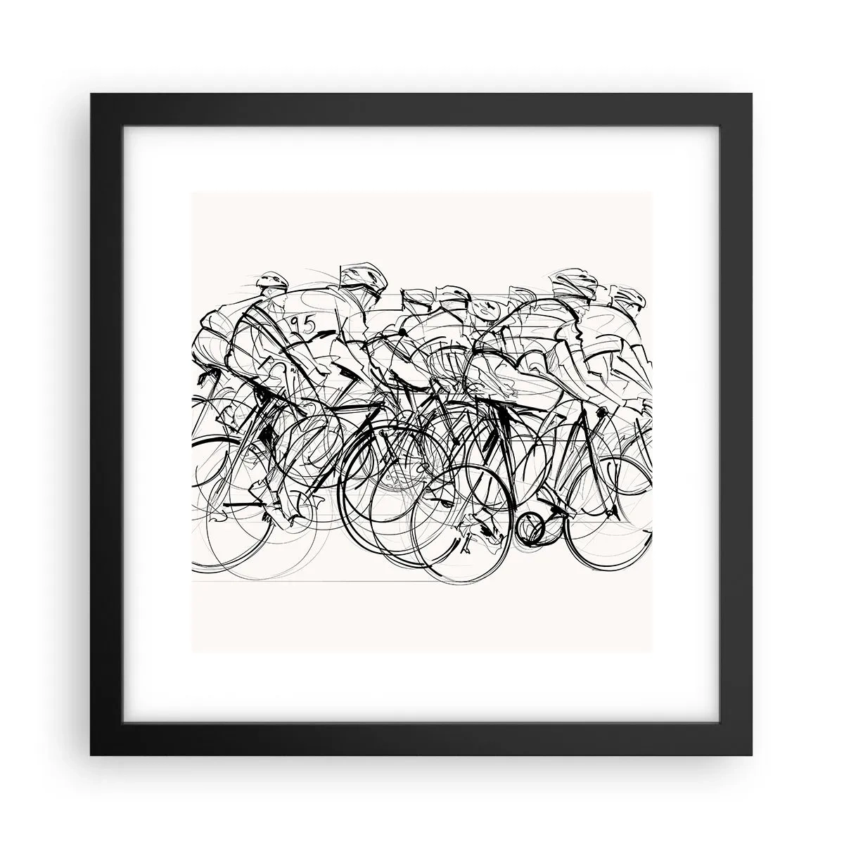 Pôster com moldura preta - Juntos como uma equipa - 30x30 cm