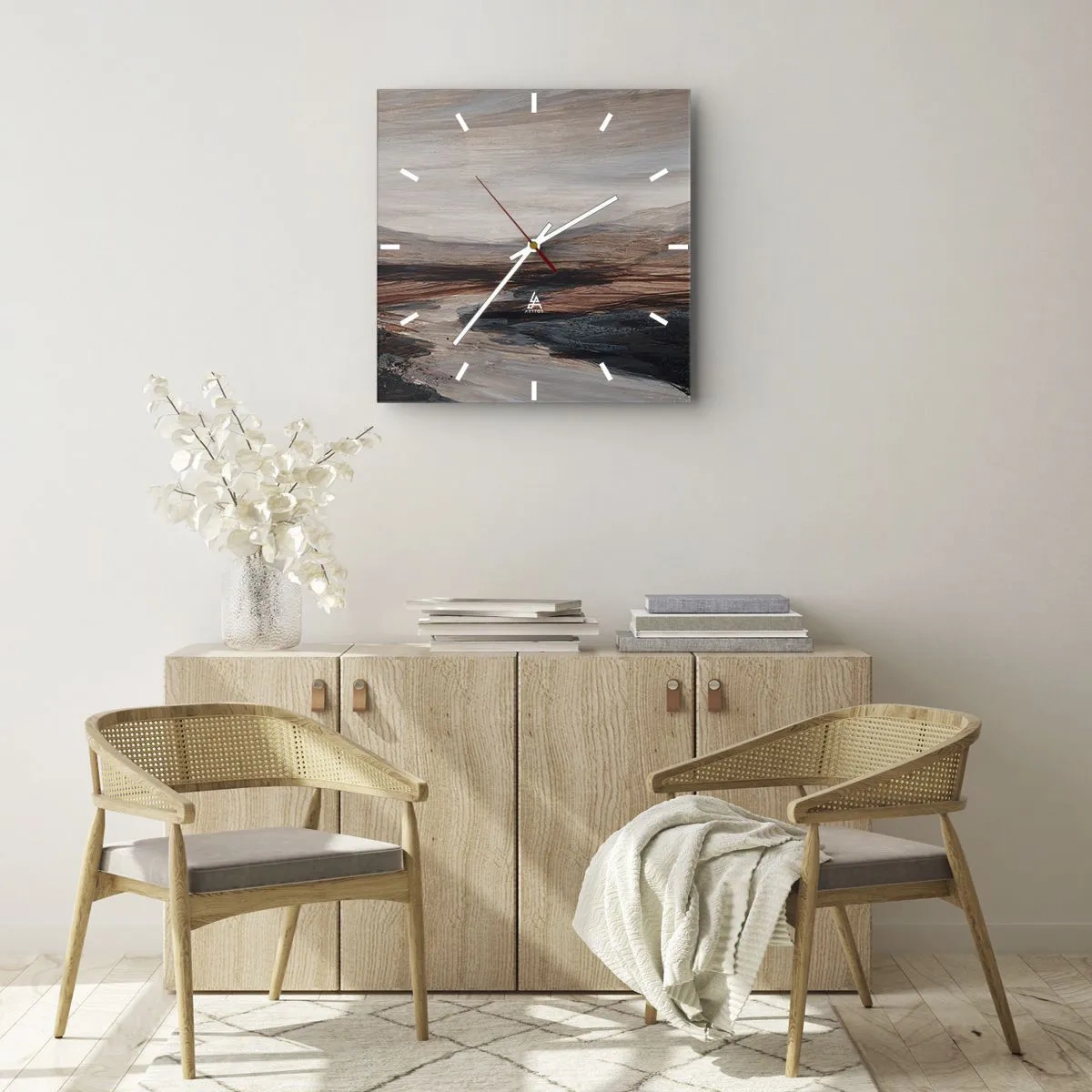 Relógio de parede - Relógio em vidro - Um vale tranquilo - 40x40 cm