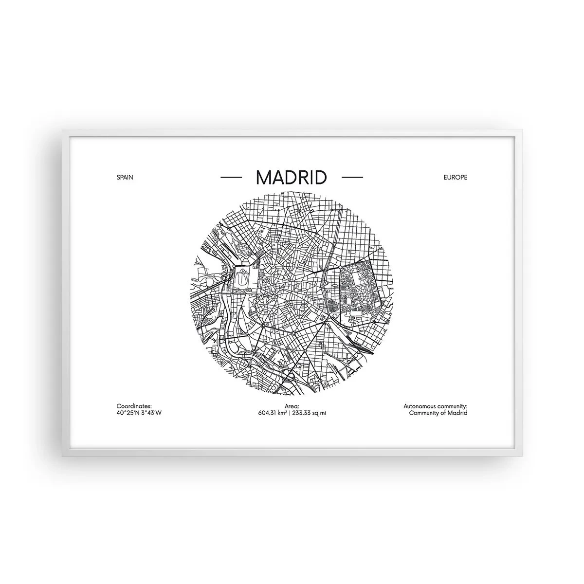 Pôster em moldura branca - Anatomia de Madri - 100x70 cm