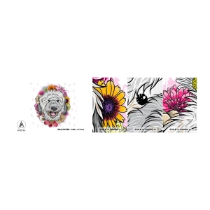 Amostra de Papel de Parede Standard Eco - Alegria de cachorrinho - Abstração, Cachorro, Para crianças - 100x30 cm