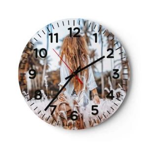 Relógio de parede - Relógio em vidro - Nascida da maciez da relva - 30x30 cm