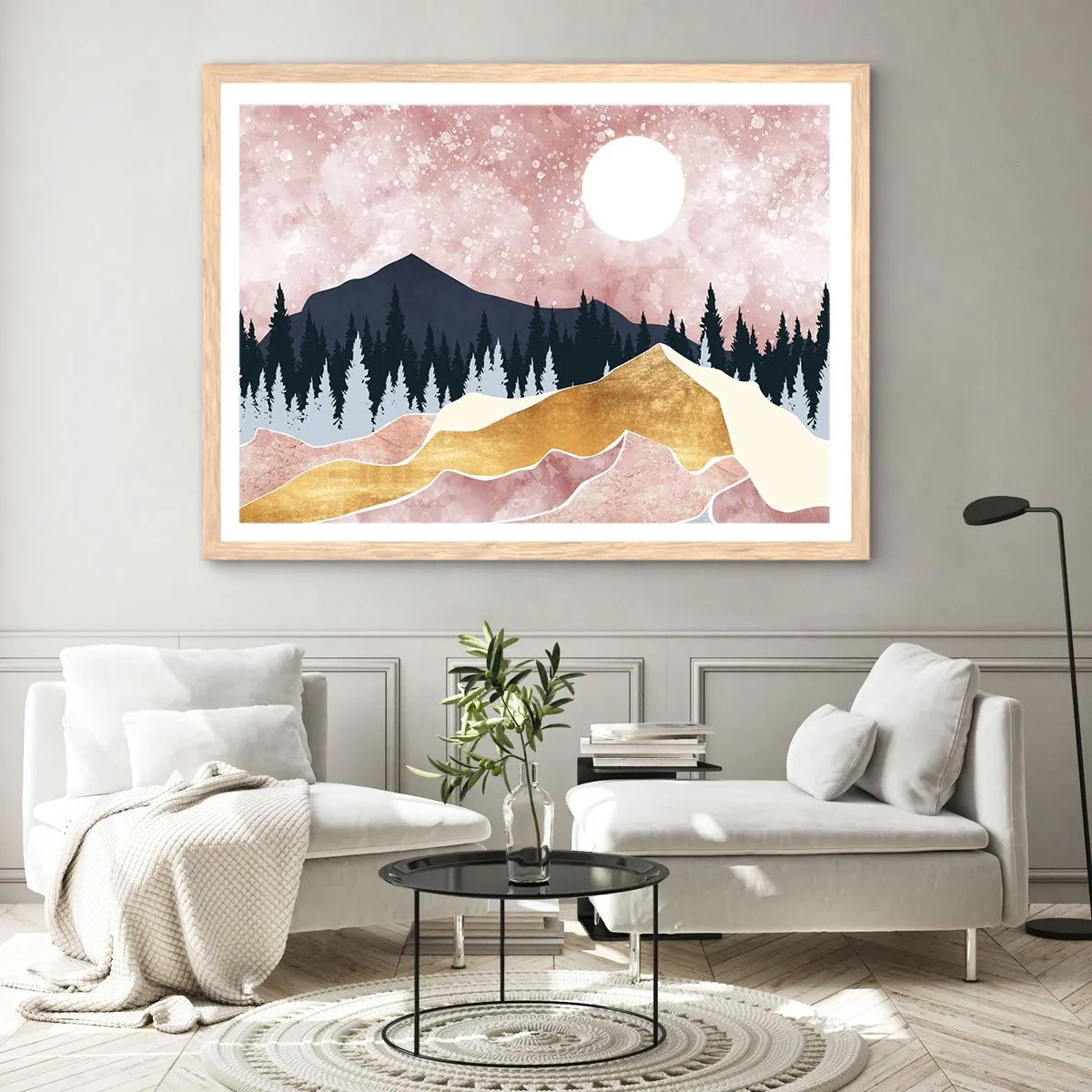 Pôster com moldura de carvalho claro - Ronda Noturna - 40x30 cm