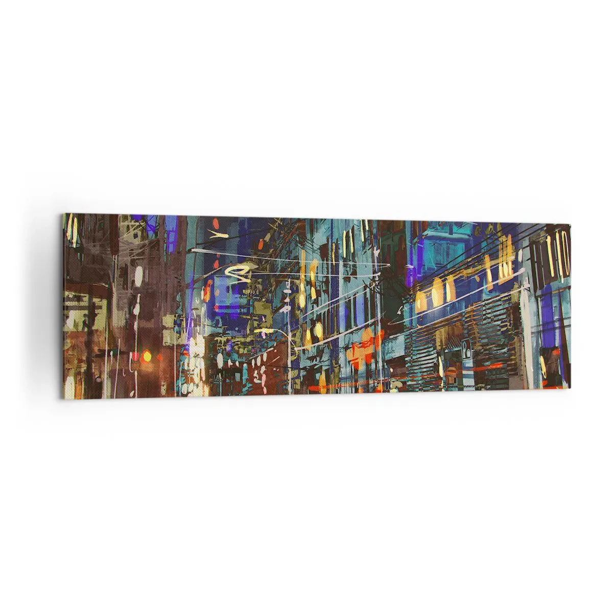 Quadro em tela - O alvoroço da rua à noite - 160x50 cm