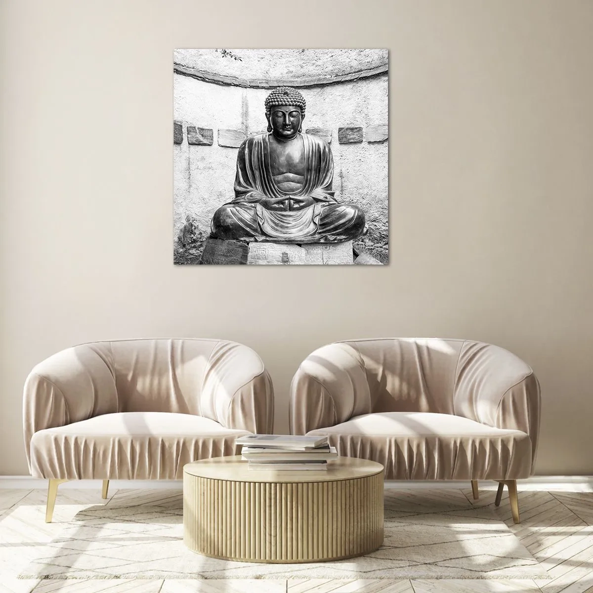 Quadro em vidro - Na fonte da paz - 40x40 cm