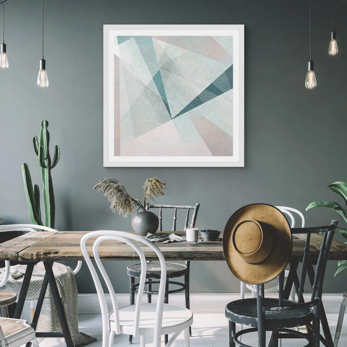 Pôster em moldura branca - Calmo, embora dinâmico - 40x40 cm